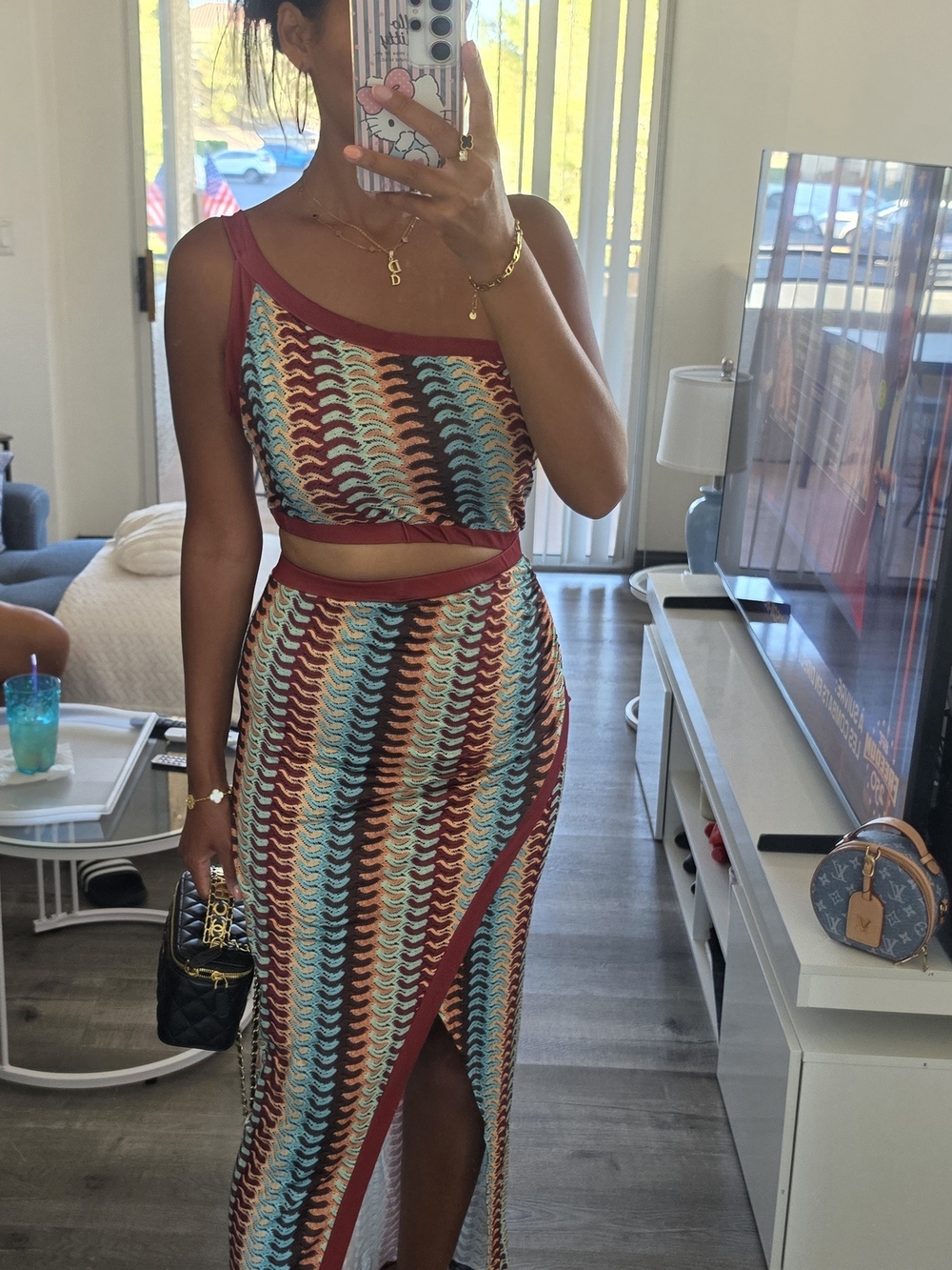 Multicolor Two-Piece Set - Tank Crop Top & Maxi Skirt - Picture 5 of 13
